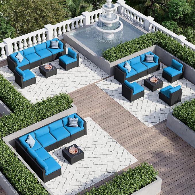 Aoxun 7 Piece Patio Furniture Set, Wicker Rattan Patio Sectional Sofa, Outdoor - Image 3