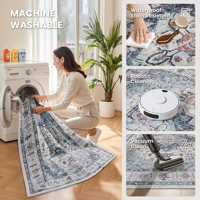9x12 Area Rugs for Living Room, Large Washable Rug, Dining Room, Low Pile - Image 5