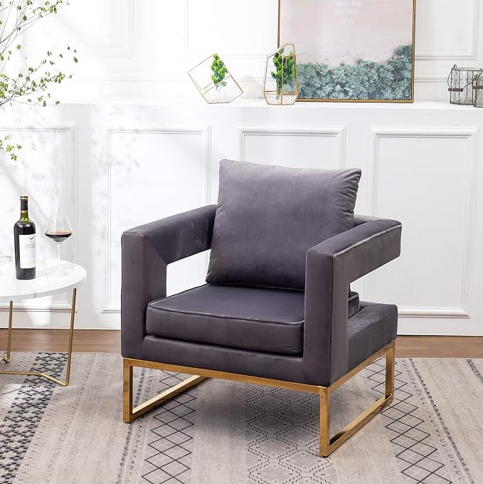 Roundhill Furniture Lenola Upholstered Accent Arm Chair - Image 2
