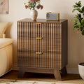 BORNOON Fluted 3 Drawer Dresser, 30.3" Tall Compact Modern Boho Chest of Drawers by BORNOON