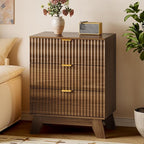 BORNOON Fluted 3 Drawer Dresser, 30.3" Tall Compact Modern Boho Chest of Drawers by BORNOON