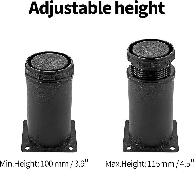 Set of 4 Stainless Steel Furniture Legs 4 Inch, Adjustable Round Cabinet Legs - Image 3