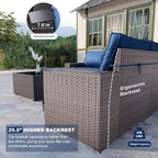 Kullavik Outdoor Patio Furniture Set 6 Pieces Sectional Rattan Sofa Set Brown - Image 3