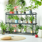 HCHQHS Bookshelf, 3-Tier Long Industrial Bookcase, Freestanding Horizontal - Image 8