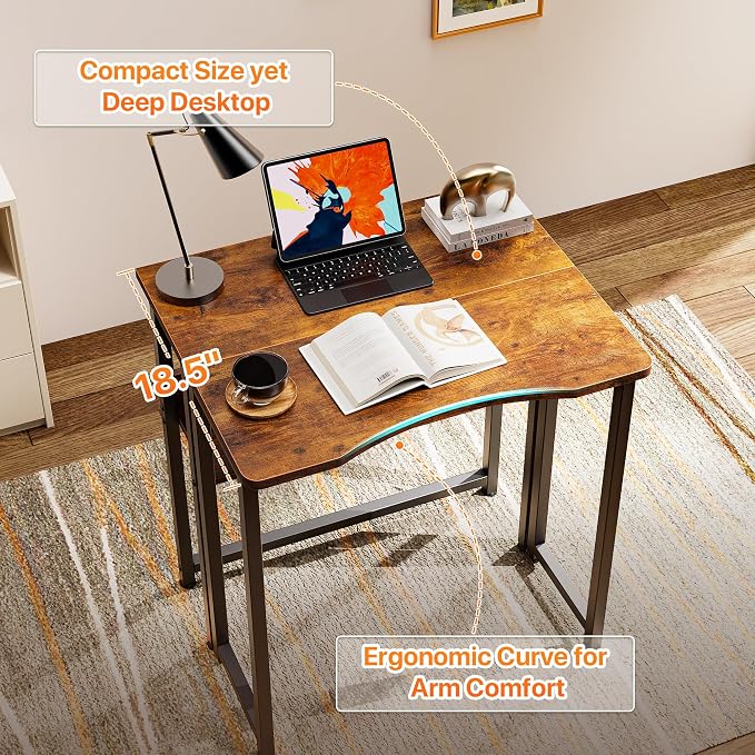 Huuger Folding Desk with Storage Shelf, 23.6 Inch Foldable Computer Table - Image 5
