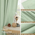 Light Green 48 Inch Length Linen Curtains - Image 7