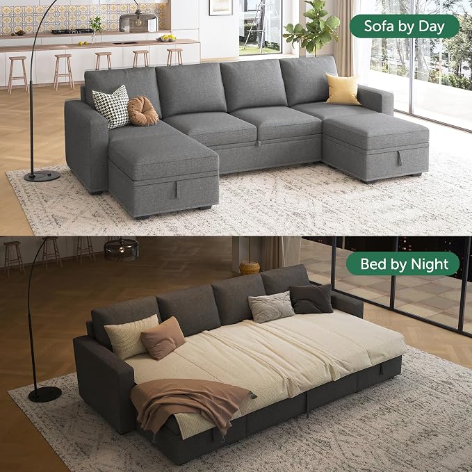 HONBAY Modular Sectional Sleeper Sofa Bed, Sectional Couch - Image 8