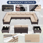 Outdoor Patio Furniture Set, 14 Pieces Outdoor Sectional Furniture Patio Sofa - Image 4
