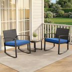 Qsun 3 Piece Patio Bistro Set Patio Furniture Set Outdoor Wicker Rocking - Image 6