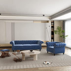 ORRD 2 Pieces Living Room Set, Velvet Couch Chesterfield Sofa Couch Chair - Image 8