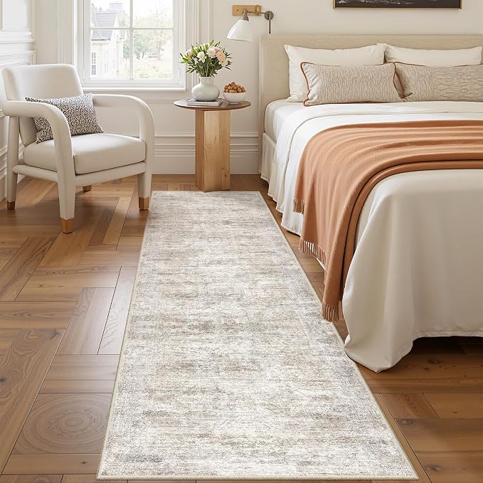 2x7 Runner Rug Non Slip, Washable Hallway Runner Rug, Taupe | Neutral Rugs - Image 3