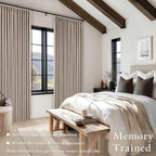 Burlywood Birch Pleated 100% Blackout Curtains 96 Inches Long 2 Panels | Memory - Image 4