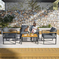 Pamapic 4 Pieces Outdoor Patio Furniture Set, Modern Metal Balcony Furniture by Pamapic