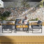Pamapic 4 Pieces Outdoor Patio Furniture Set, Modern Metal Balcony Furniture by Pamapic
