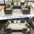 Ihanherry Large U-Shaped Sectional Sofa Bed, 8-Seater Convertible Sleeper - Image 3