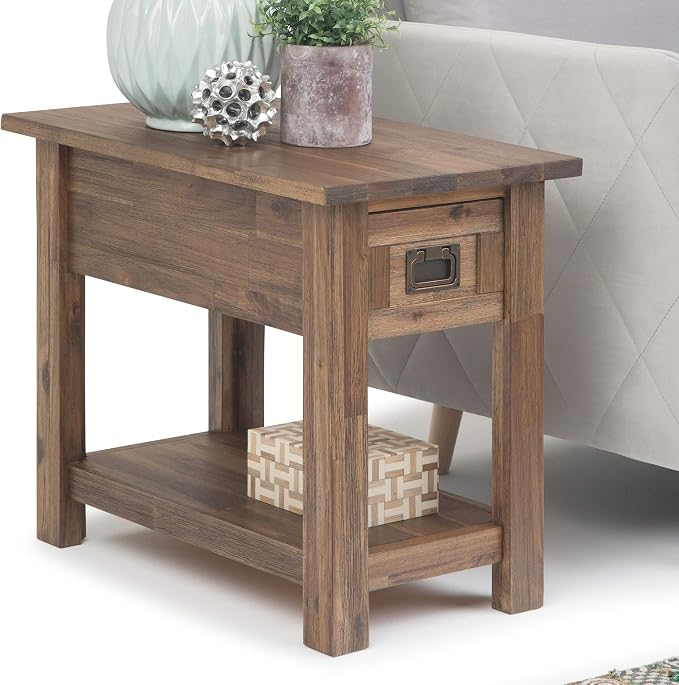 SIMPLIHOME Monroe Narrow Side Table – 14 inch Wide Solid Acacia Wood Narrow End - Image 2