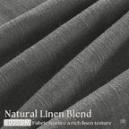 Charcoal Grey 84 Inch Pinch Pleated Linen Semi Sheer Curtains 2 Panel Set | - Image 3