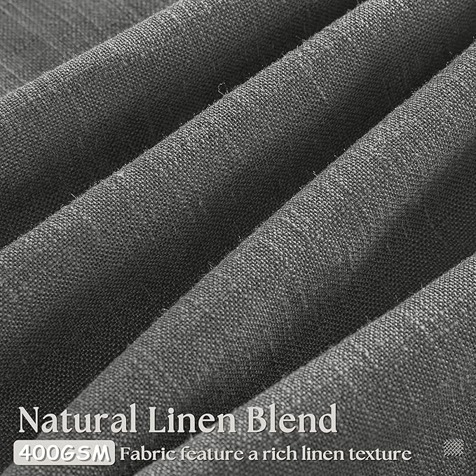 Dark Gray Linen Pinch Pleated Light Filter Curtains 96 Inches Long 2 Panels | - Image 3