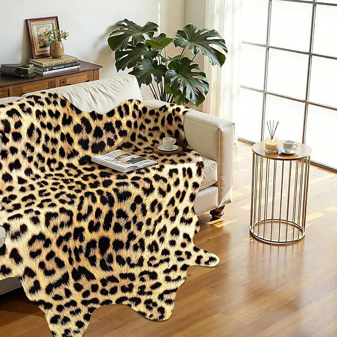 8 x 10 Western Faux Leopard Rug, Large Animal Print Cheetah Rug | Premium - Image 4