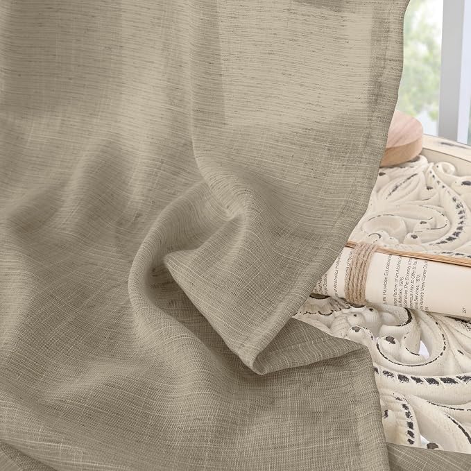 BGment 96 Inches Long Camel Linen Curtains - Image 7