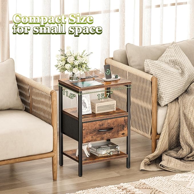 SUPERJARE Nightstand Set of 2, Bed Side Tables - Image 8