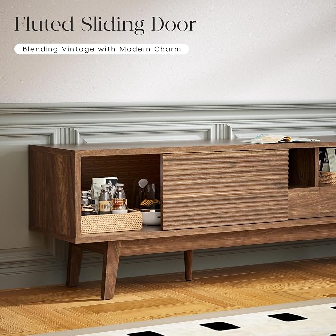 MU 70 Inch TV Stand for TVs up to 80 Inch, Mid Century Modern TV Console - Image 5
