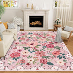 DUKINO 8x10 Area Rugs, Floral Washable Living Room Rug Non Slip, Stain Resistant by DUKINO