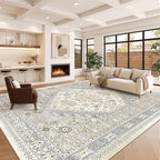 12x15 Area Rugs for Living Room, Large Washable Rug, Dining Room, Low Pile by Zesthome