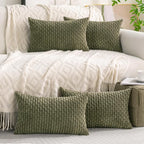 Set of 4 Olive Green Decorative Throw Pillow Covers 12x20 Inch Corduroy Pillow - Image 9