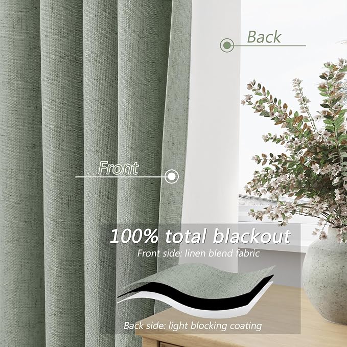 100% Blackout Curtains 102 Inch Length 2 Panels Set - Image 4