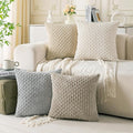 Set of 4 Neutral Decorative Throw Pillow Covers 24x24 Inch Corduroy Pillow by Cozoomy