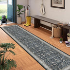 Black Floral Hallway Runner Rug 2'6"x14' - Image 7