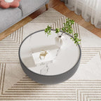 Round Marble Coffee Table 27.56" Bucket Shaped Fluted Coffee Table - Image 4
