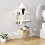Tempered Glass Side Tables Set of 2 Acrylic End Table - Image 2