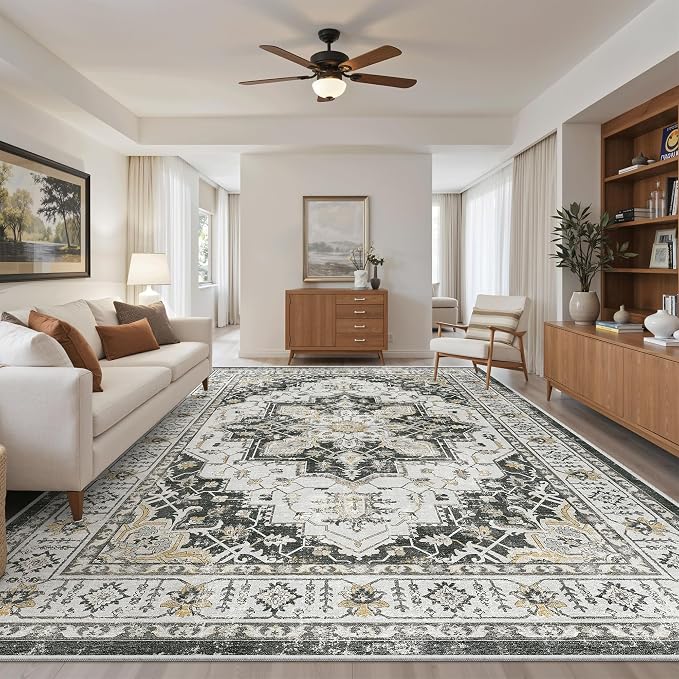 Madane 8x10 Area Rugs for Living Room, Non-Slip Vintage Washable Rug, Soft Low by Madane