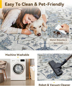 RELEANY Washable Area Rug, Round 7ft, Water Repellent, Pet Friendly, Vintage - Image 5