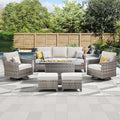 Patio Furniture Set with 42.5" Fire Pit Table-6 Pieces All Weather Wicker by AMCLOBA
