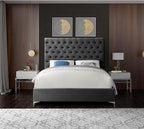 Meridian Furniture Cruz Collection Modern | Contemporary Velvet Upholstered Bed - Image 8