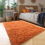 Amdrebio Burnt Orange Fluffy Shag Rust Small Area Rug 3x5 - Image 5