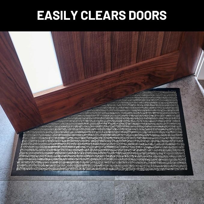 Front Door Mat, Indoor Outdoor Welcome Muddy Doormat, 30x17 Battleship Gray | - Image 4