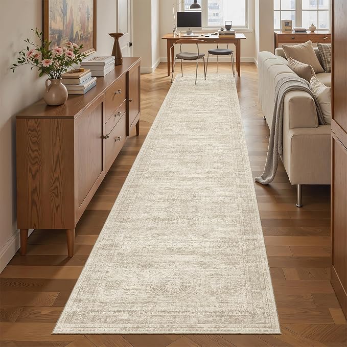 Soalmost Runner Rug 2x12 Washable Non-Slip Hallway Kitchen Runners Beige | by Soalmost