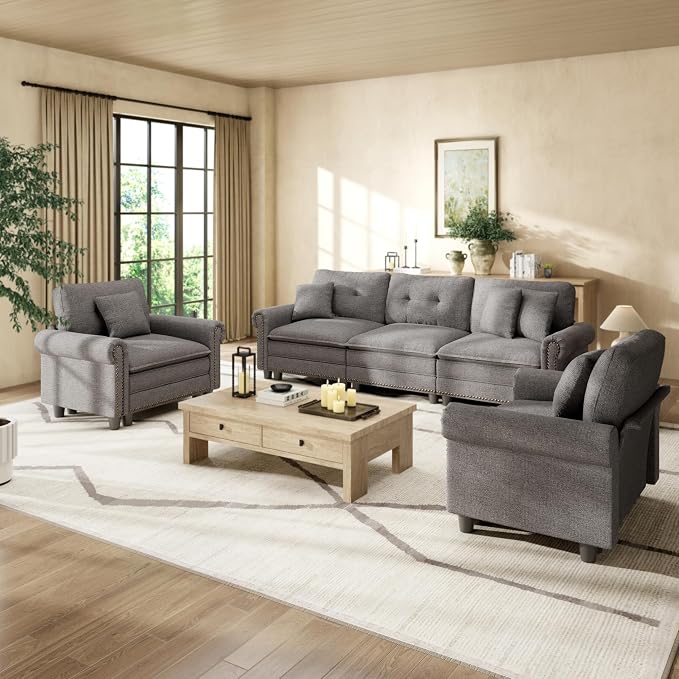 HERA'S HOUSE 3 Pieces Modular Sectional Sofa Sets, Oversized Couch Set by HERASHOUSE