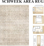 Schweek 5x7 Washable Area Rug Vintage Neutral Beige Rugs - Image 2