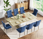 Henf 63"-79" Dining Table Set for 8, 9 Pieces Extendable Dining Table and 8 - Image 2