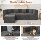 MONVANE 103'' Modular Sectional Sofa, Comfy Chenille Cloud Couch - Image 6