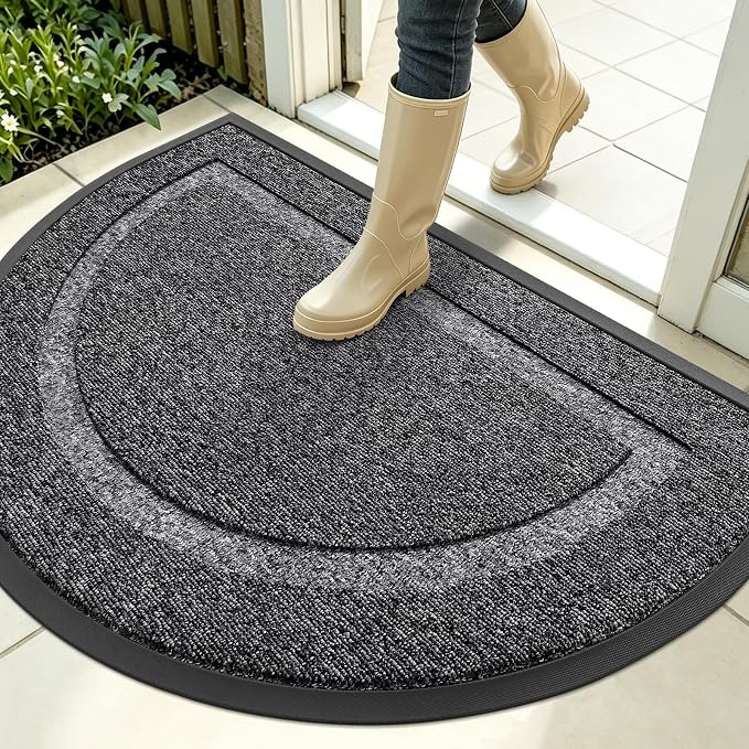 OLANLY Half Circle Front Door Mat Outside 35x23 All-Season Rubber Doormat | by OLANLY