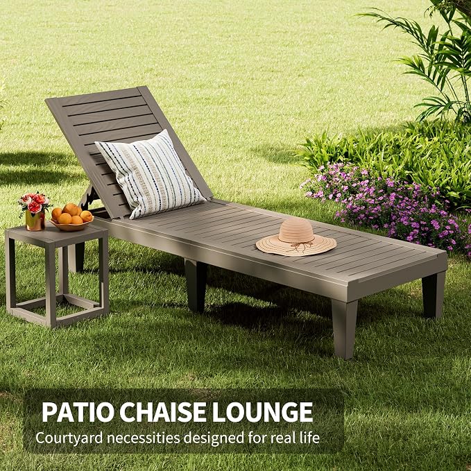 Outdoor Lounge Chair Set of 6, 5-Positions Adjustable Patio Chaise Lounges - Image 9