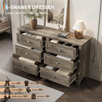 IDEALHOUSE 6 Drawer Dresser, Wooden Storage Chest of Drawers - Image 4