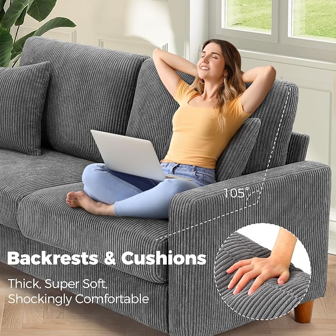 Kidirect 70in U Shaped Couch, Modular Sofa No Tool Assembly, Comfy Sectional - Image 8