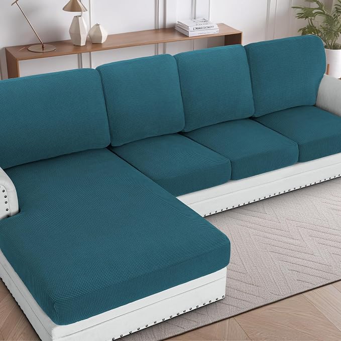 H.VERSAILTEX Sectional Couch Covers 1 Piece Chaise Slipcover L Shape Separate by HVERSAILTEX